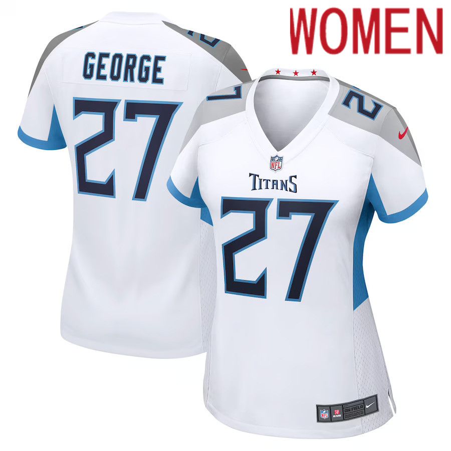 Women Tennessee Titans #27 Eddie George Nike White Retired Game NFL Jersey